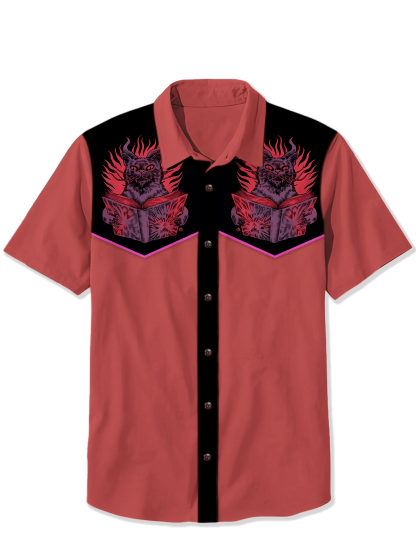 Halloween Cat Scary Print Shirt