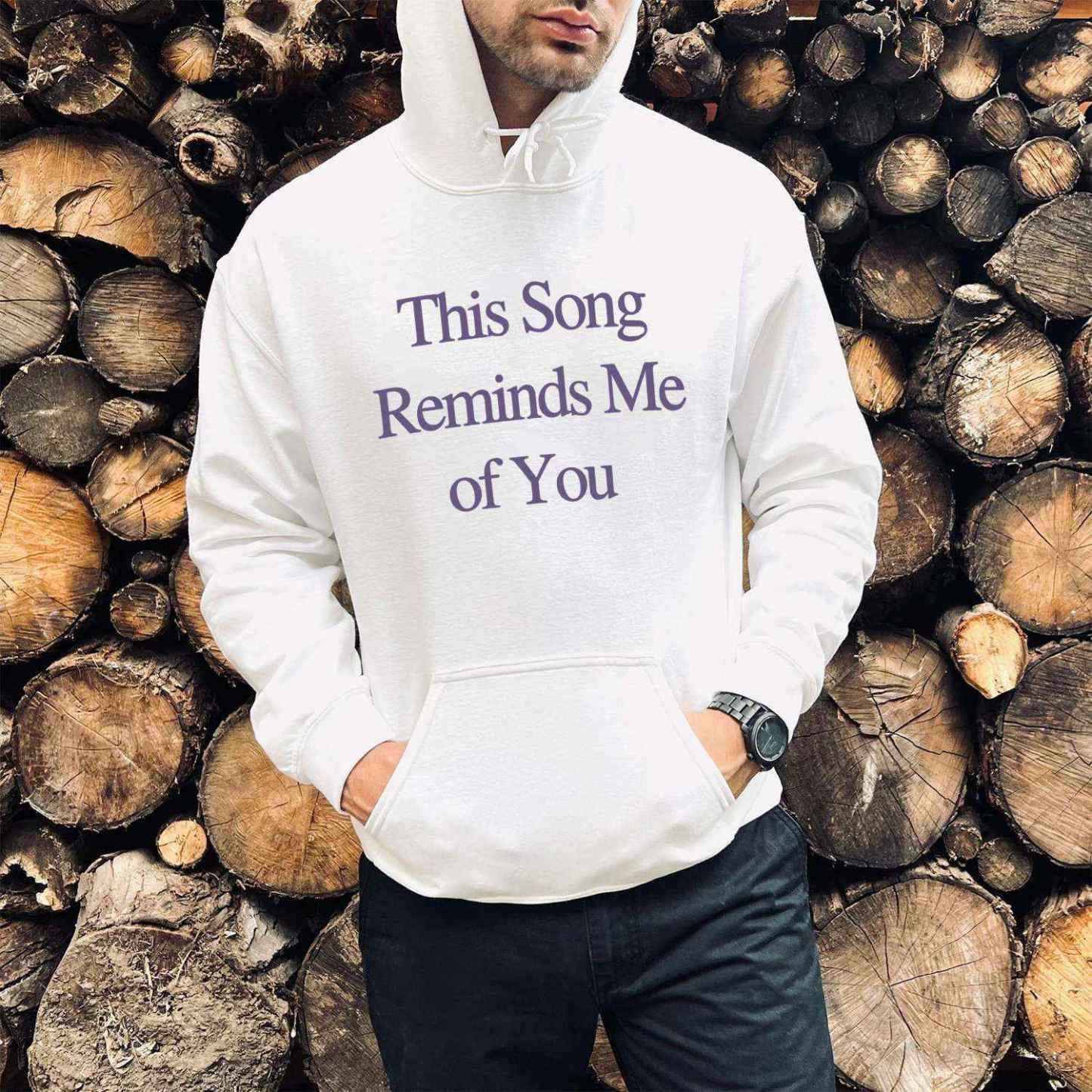 This Song Reminds Me of You Print Casual Hoodie