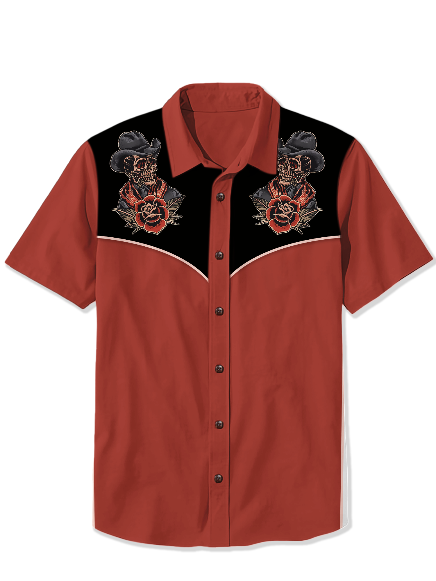 Halloween Western Skull Flower Print Shirt
