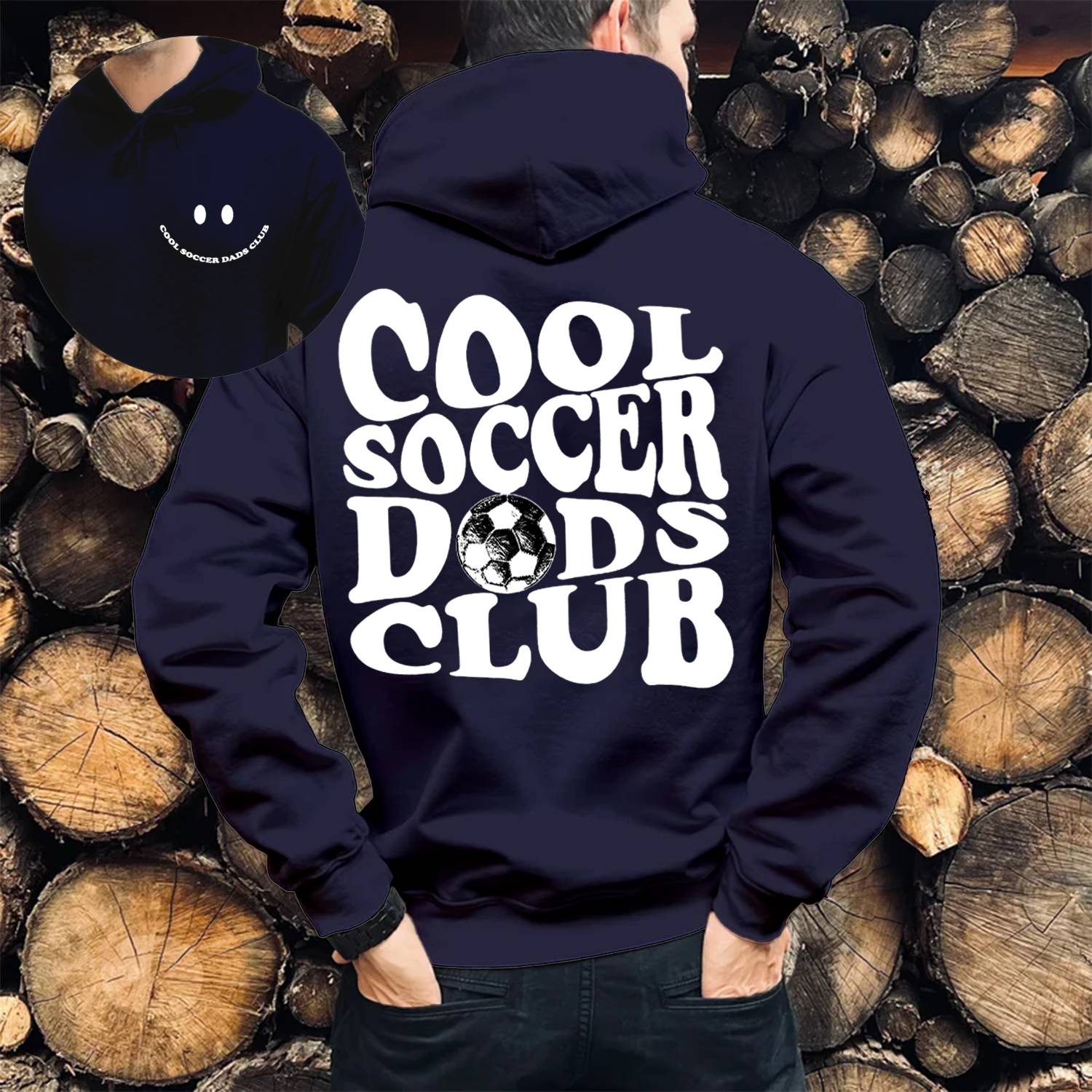 Cool Soccer Dads Club Print Casual Hoodie