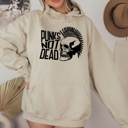 Punks Not Dead Print Casual Hoodie
