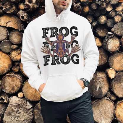 Frog Skeleton Print Casual Hoodie