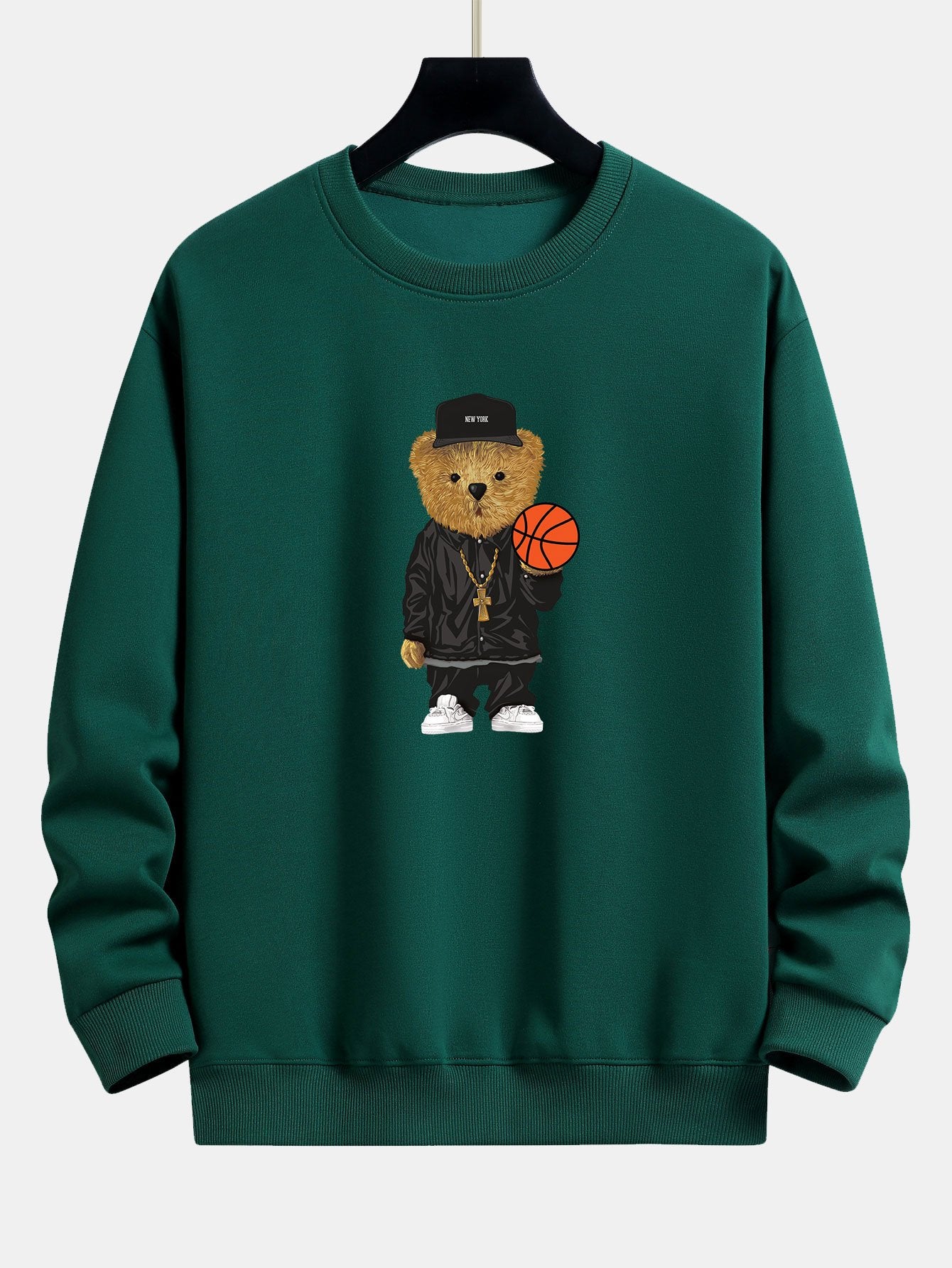 Basketball Bear Print Relax Fit Sweatshirt