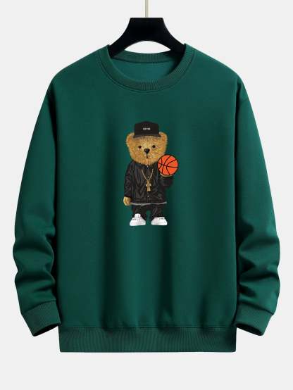 Basketball Bear Print Relax Fit Sweatshirt