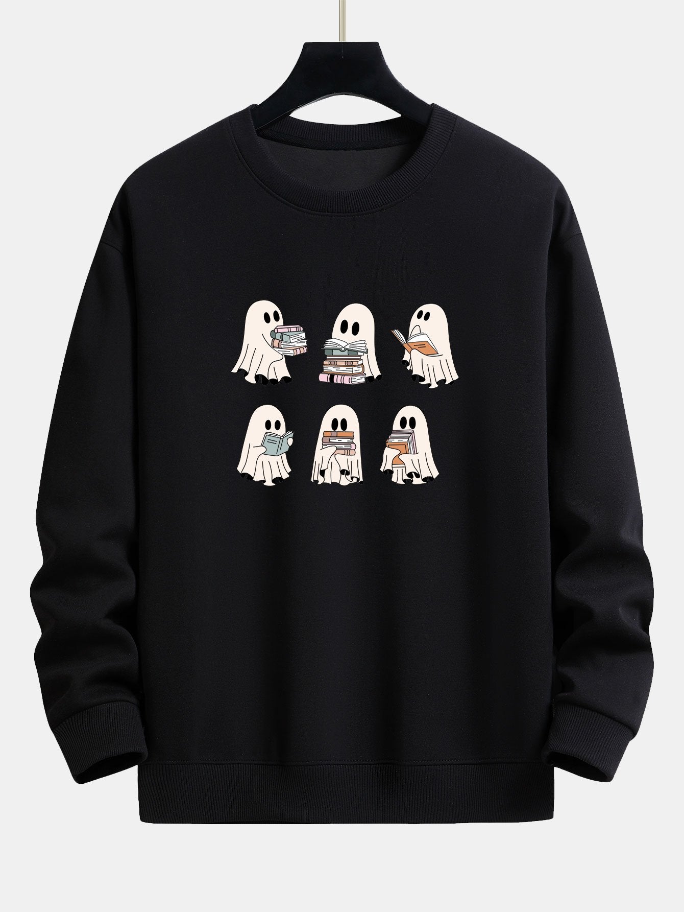Ghost Reading Book Print Relax Fit Sweatshirt