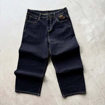 Cartoon embroidered jeans