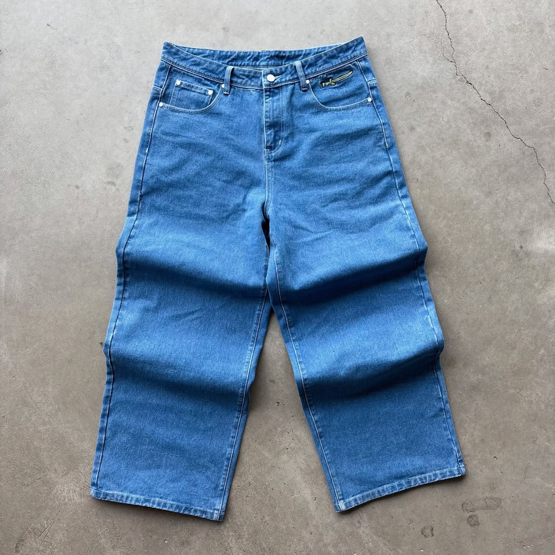 Cartoon embroidered jeans