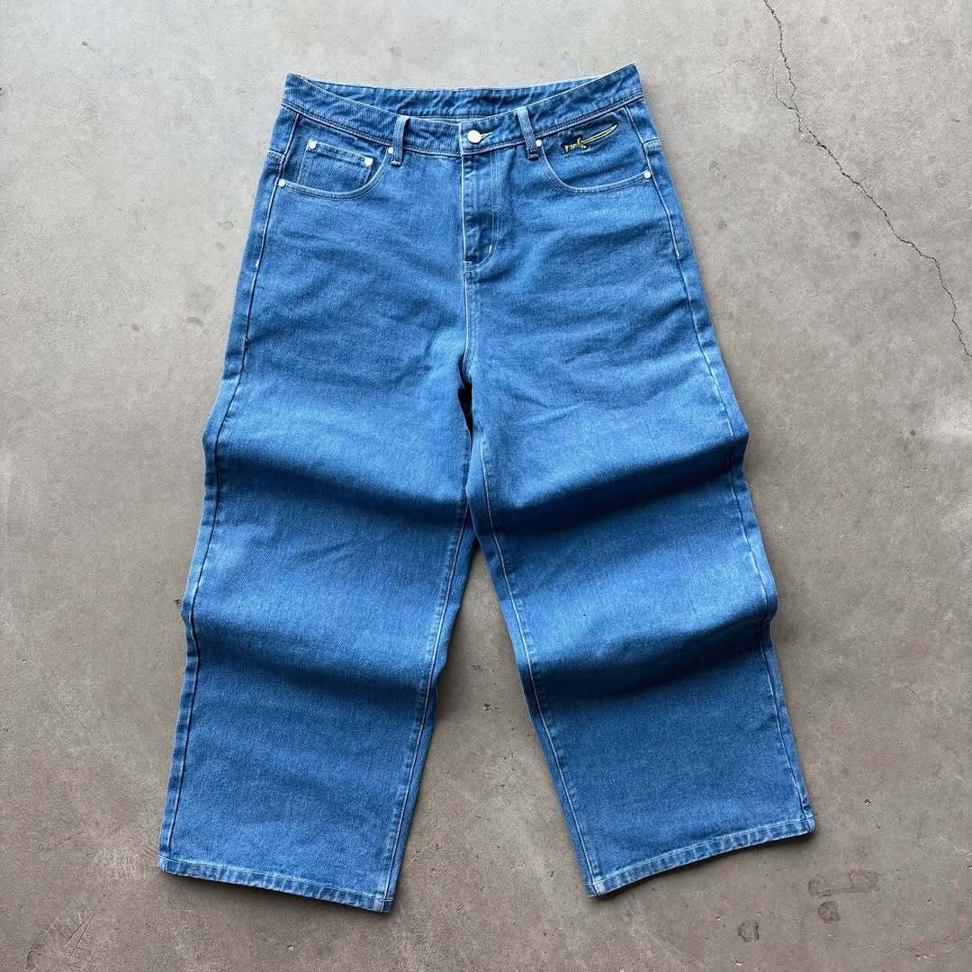 Cartoon embroidered jeans