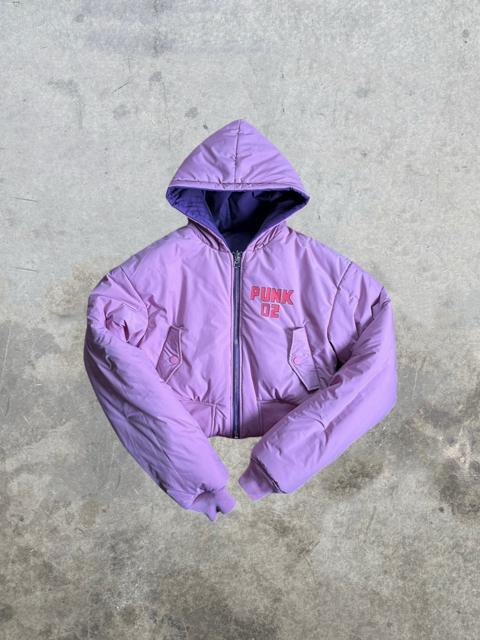 VEGAPUNK REVERSIBLE BOMBER JACKET (PURPLE / PINK) | ONE PIECE