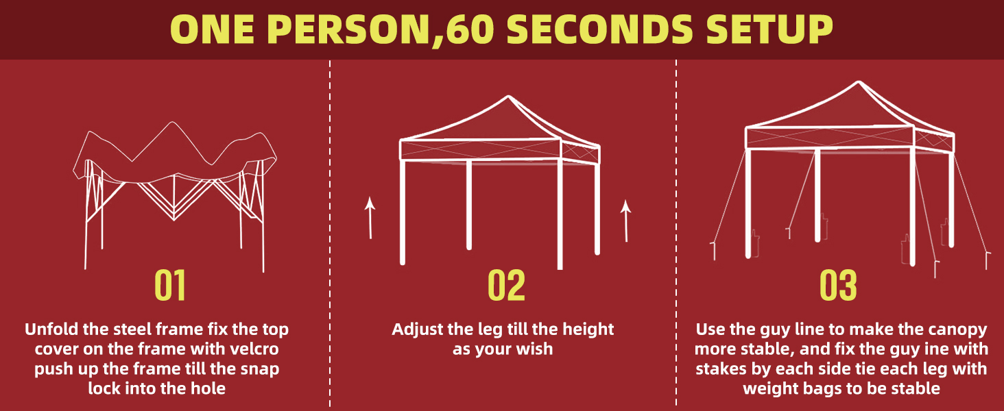 Reinforced 10x10 pop up canopy tent