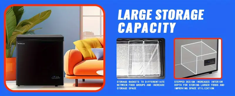 congelador vertical   5.0 cu.ft. congelador   de     congelador compacto congelador arcón con cesta de almacenamiento extraíble para cocina   garaje detalles 3