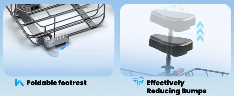 Scooter eléctrico de 550W con cesta para perros, alcance de 20 millas, velocidad de hasta 18.6 MPH, amplio espacio de almacenamiento para mascotas y carga detalles 9