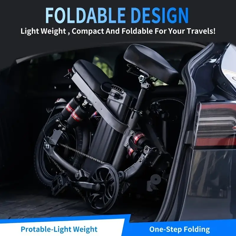 Bicicleta eléctrica para adultos, 48V 15AH, 20MPH 35 millas, bicicletas eléctricas para mujeres y hombres, motor sin escobillas de 500W, neumáticos ligeros de 14 pulgadas plegables, pantalla LCD inteligente detalles 6