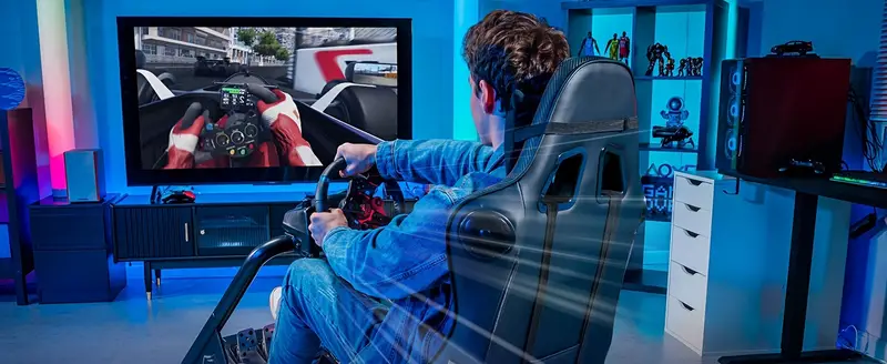 Simulador de   con asientos, asientos reclinables estilo deportivo y   de acero de aleación súper resistente (con altavoces, manual) detalles 1