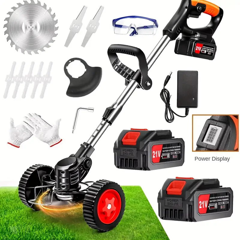 cordless electric lawn eater edger yard grass string trimmer cutter mower details 0