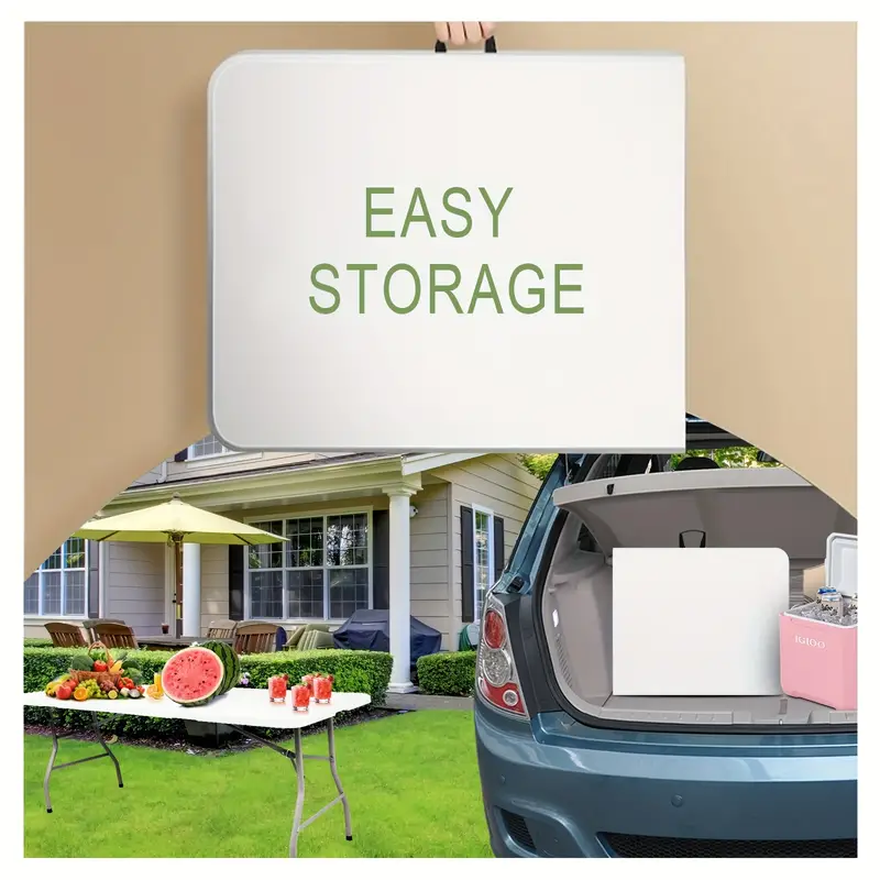 Mesa plegable   de 6  , mesa de   portátil   interiores o exteriores     detalles 2