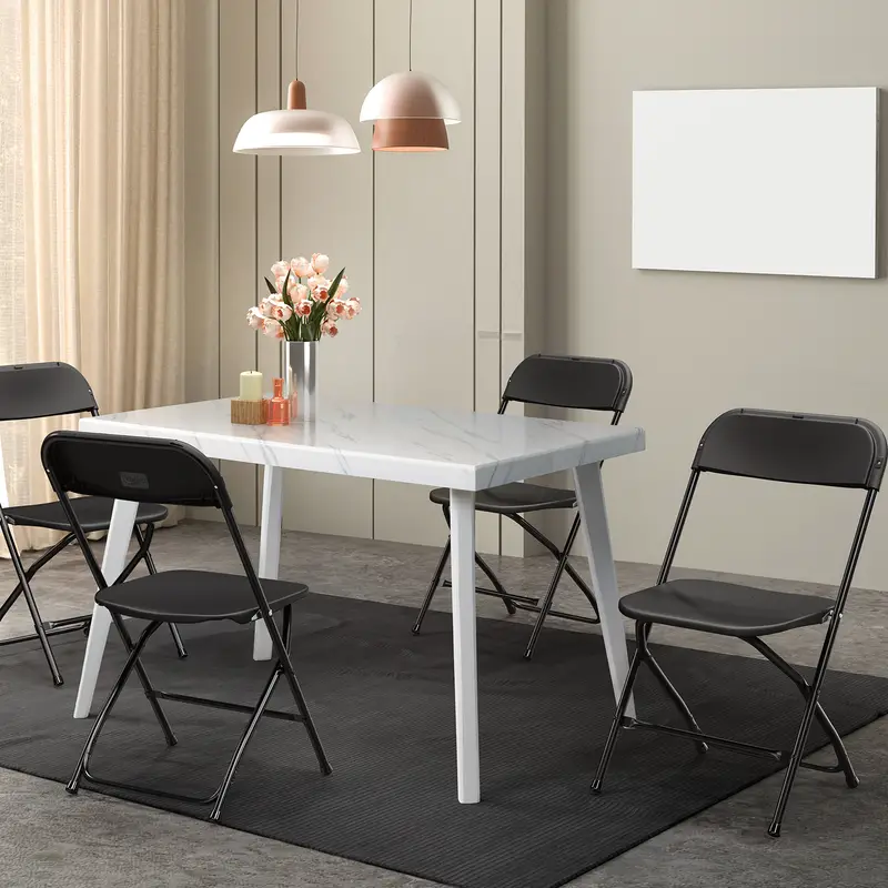 Silla plegable de plástico blanco en paquete de 4/6/10, portátil y plegable para uso interior y exterior, con marco de acero y capacidad de 350 lb. para eventos, oficina, bodas, fiestas, picnics, cocina y comedor detalles 8