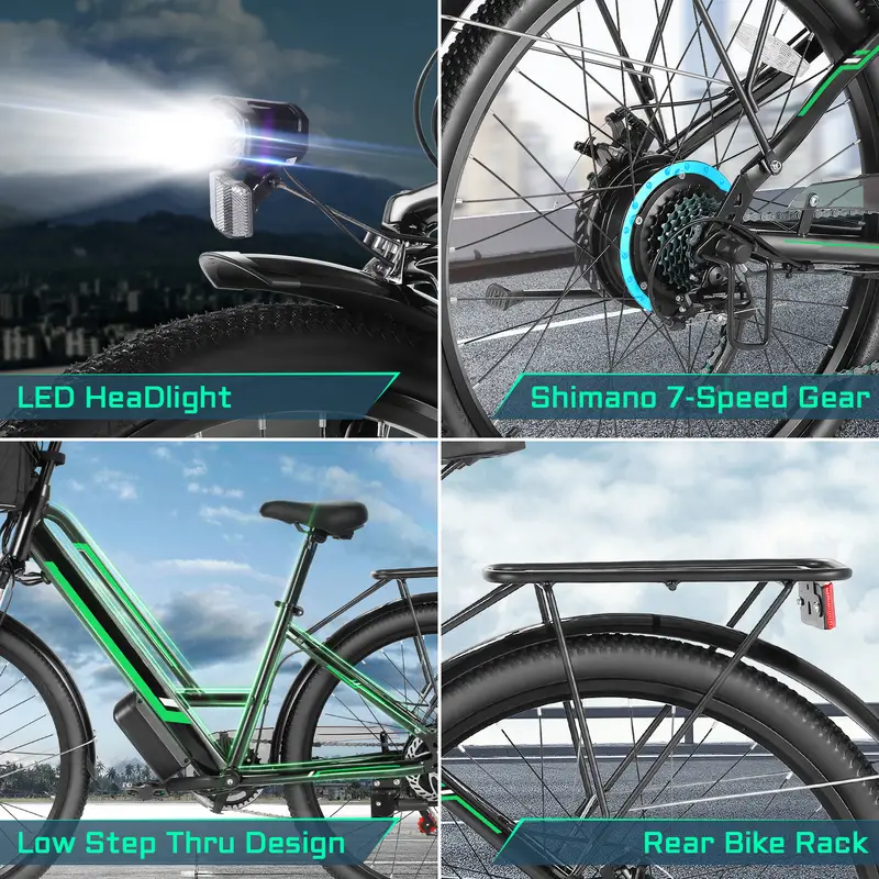 Bicicleta eléctrica para adultos, motor de 500W, Ebike de 26 con batería de 48V, velocidad de 20MPH, bicicleta eléctrica para hombres y mujeres detalles 6