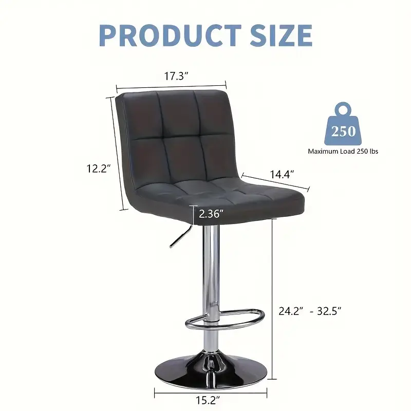 Conjunto de 4 taburetes de bar: Cuero PU de lujo, giratorios y ajustables, taburetes de mostrador de   brazos con cojín engrosado y respaldo, taburetes de bar   hidráulica,   detalles 5