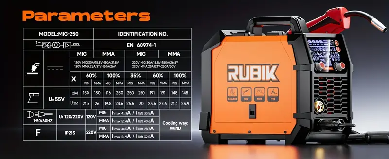 Soldadora MIG de 250 amperios con      /220V,   de soldadura 5 en 1 MIG/ /  TIG  /gasless, soldadora MIG       de la soldadura de   y   al   detalles 3