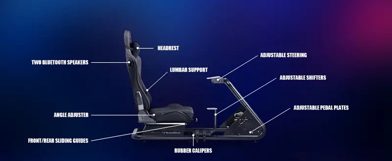 Simulador de   con asientos, asientos reclinables estilo deportivo y   de acero de aleación súper resistente (con altavoces, manual) detalles 3