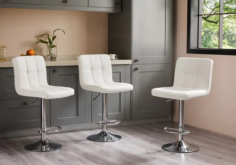 Taburetes de bar juego de 2/4, taburetes de bar ajustables de cuero PU giratorios, taburetes de barra de altura para cocina detalles 0