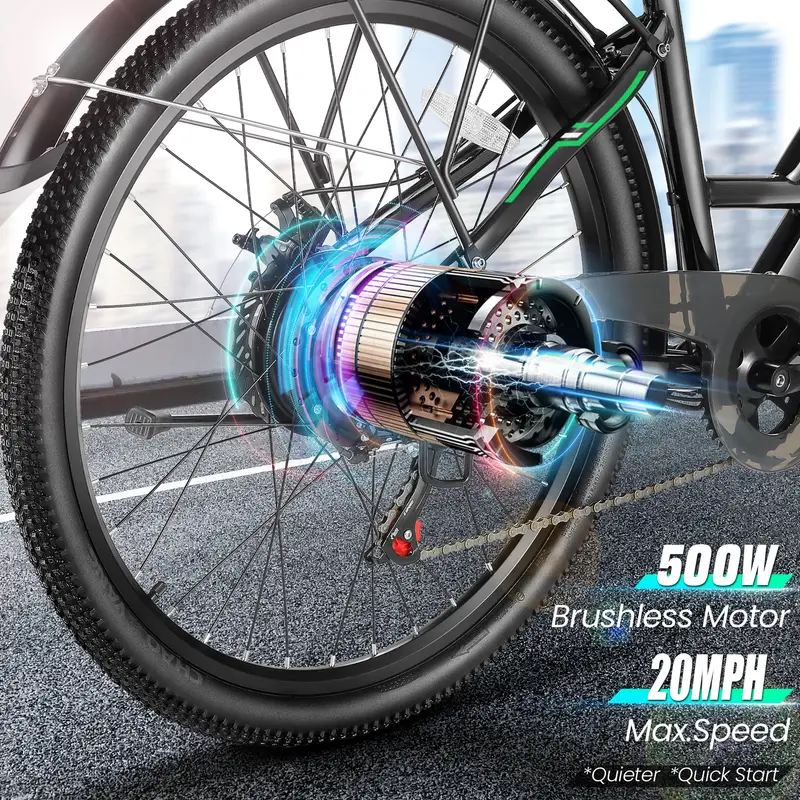 Bicicleta eléctrica para adultos, motor de 500W, Ebike de 26 con batería de 48V, velocidad de 20MPH, bicicleta eléctrica para hombres y mujeres detalles 4