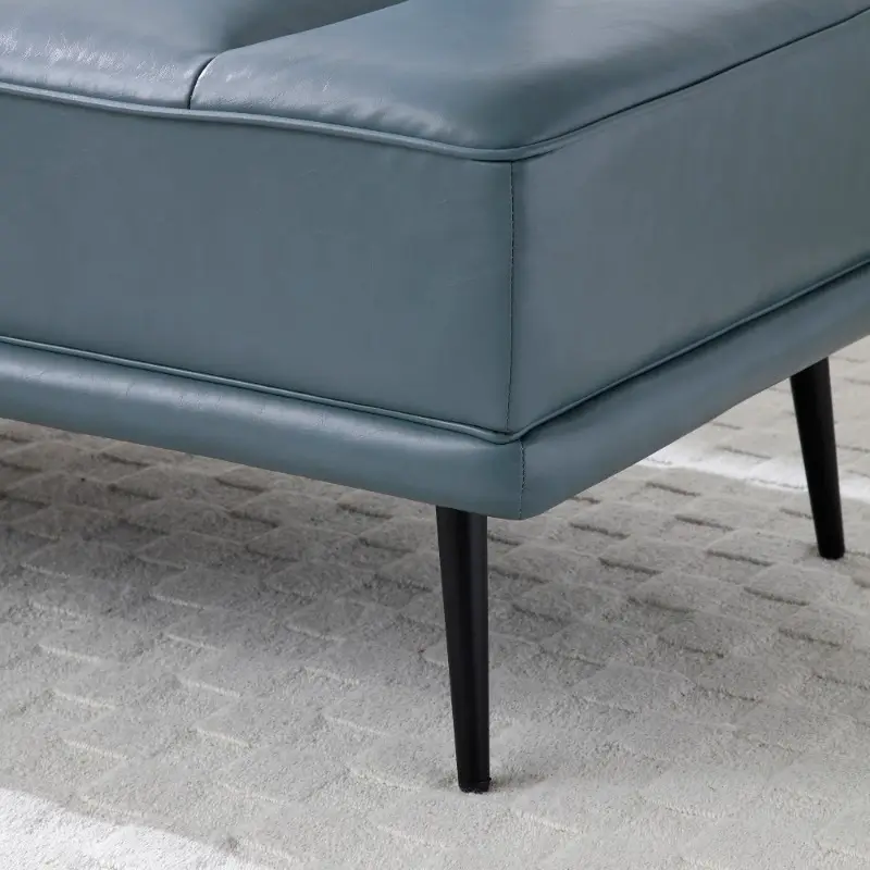 modern grey   leather bench 55 wide upholstered end of bed couch with 360 swivel tray ottoman for living room bedroom storage details 6