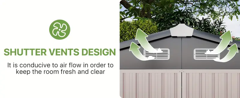 Cobertizo de almacenamiento para exteriores de 8.5 X 5.6, cobertizo de metal con puerta con cerradura para patio trasero, jardín detalles 1