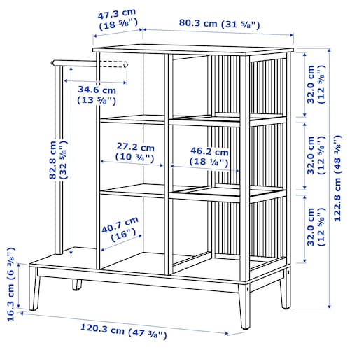 NORDKISA Armario abierto+puerta corrediza, bambú, 47 1/4x48 3/8 "