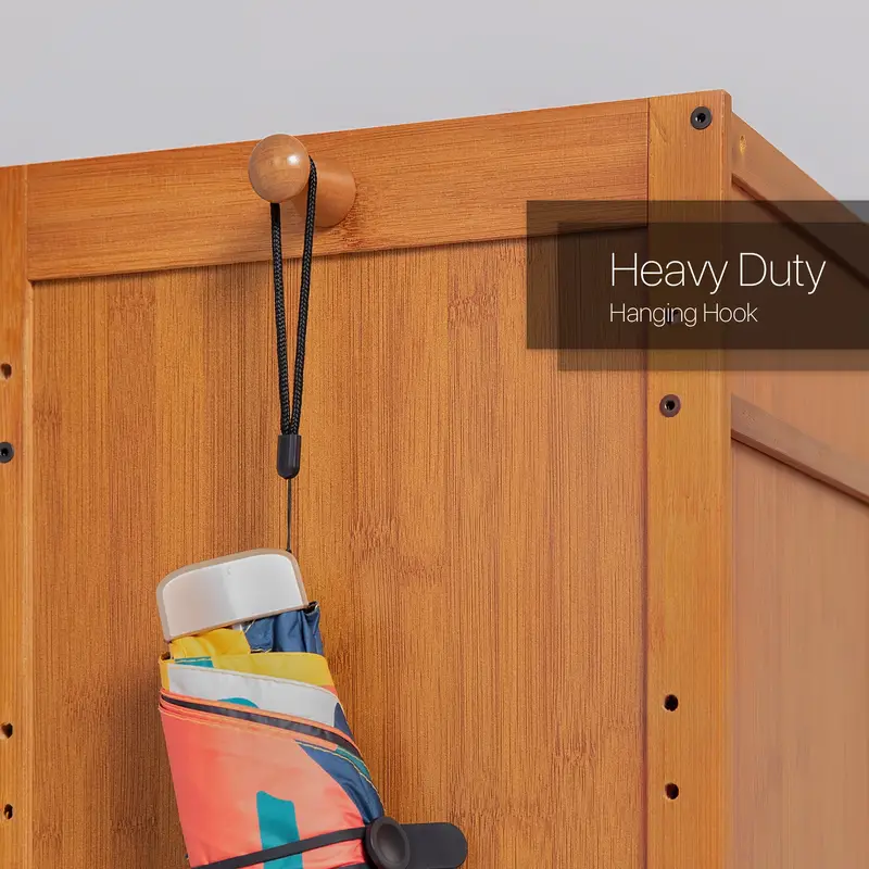 Gabinete para zapatos con puertas acr&iacute;licas, organizador de almacenamiento de 9 niveles de bamb&uacute; con ganchos laterales para 41-45 pares de entrada de casa. detalles 5