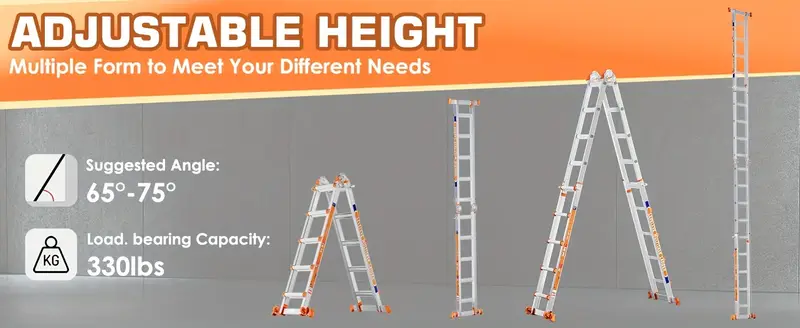 ladder a frame ladder 17ft extension ladder with stabilizer bar wheels 330 lbs security load multi position ladder for stairs home indoor outdoor roof details 4