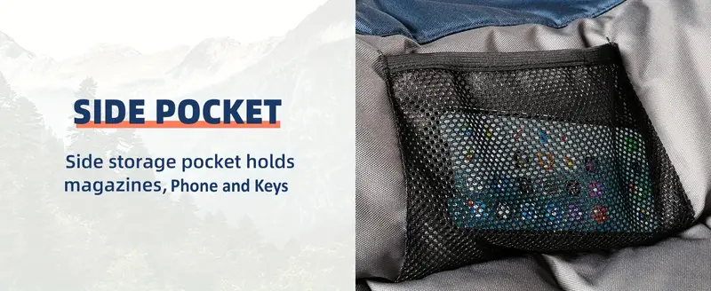 Silla de camping mecedora de gran tamaño , sillas de camping totalmente acolchadas para adultos con bolsillo lateral y portavasos, capacidad de 500 libras para trabajo pesado, y gris detalles 5