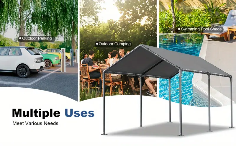 10×20 , Garaje portátil con estructura de alta resistencia y toldo impermeable detalles 1