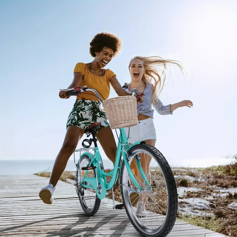 Bicicleta de paseo para mujer Balconera, bicicleta de cercanías de 24 y 26 pulgadas para adultos, bicicleta para mujer de 1 y 7 velocidades con cesta, asiento ajustable, varios colores detalles 0