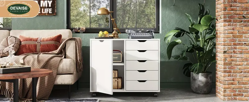     de   con 5 cajones y puerta, gabinete de almacenamiento m&oacute;vil,     impresora       detalles 0