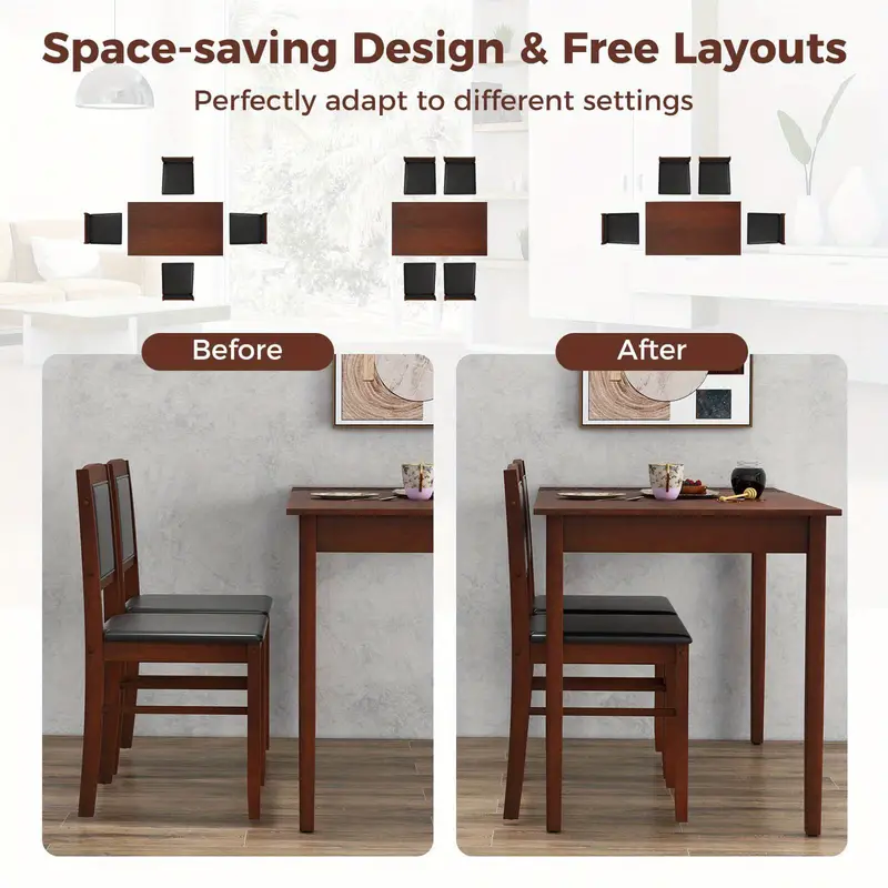   de mesa de     de 5     4   con   de   de  , asiento tapizado y   acolchado. detalles 8