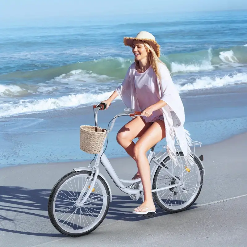 Bicicleta de paseo para mujer Balconera, bicicleta de cercanías de 24 y 26 pulgadas para adultos, bicicleta para mujer de 1 y 7 velocidades con cesta, asiento ajustable, varios colores detalles 1