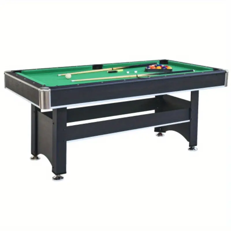 Mesa de billar de 6 pies con mesa de tenis de mesa - Negra con tela roja detalles 8