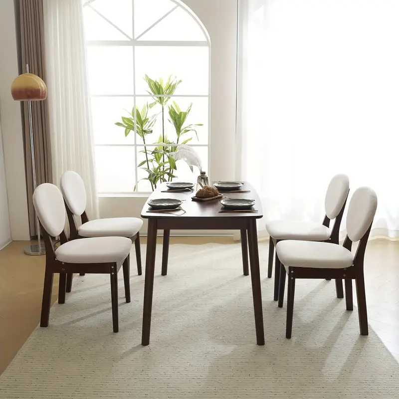 Mesa de comedor rectangular de madera de     con bolsa   y juego de sillas 1 mesa 4 sillas Cojín   detalles 1