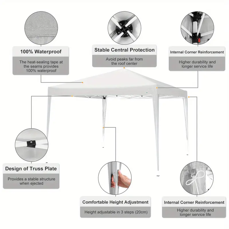 10x10ft up canopy tent upf 50 waterproof outdoor up canopy portable camping canopy gazebo for commercial shade party backyard with 4 sandbags christmas new year outdoor celebration details 2
