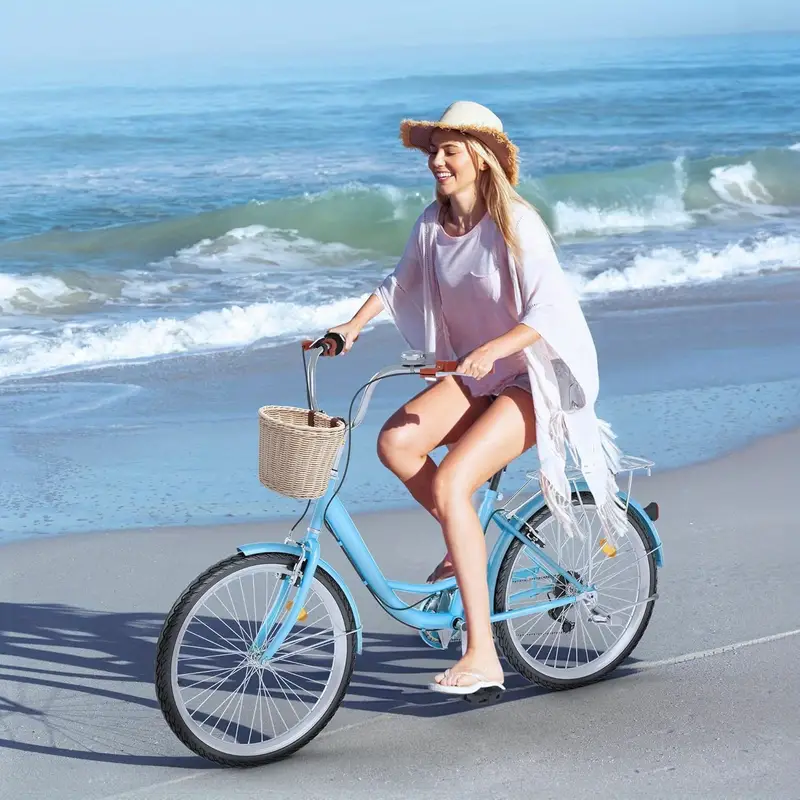 Bicicleta de paseo para mujer Balconera, bicicleta de cercanías de 24 y 26 pulgadas para adultos, bicicleta para mujer de 1 y 7 velocidades con cesta, asiento ajustable, varios colores detalles 3