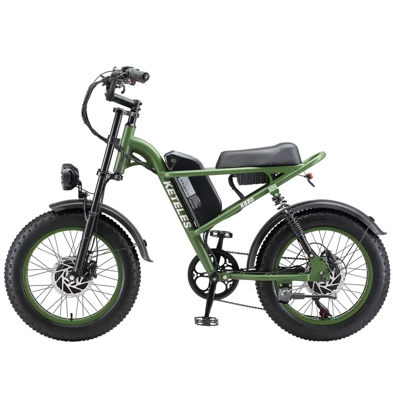 Bicicleta eléctrica   de 20   con neumáticos gruesos - Motor dual sin escobillas de 170NM, batería removible de 48V 23Ah 1104WH, velocidad   de  /h, ideal para entusiastas  , camping y cruceros en   detalles 11