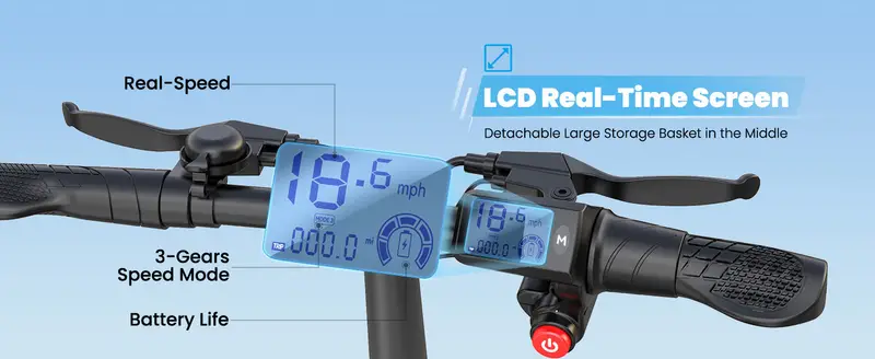 Scooter eléctrico de 550W con cesta para perros, alcance de 20 millas, velocidad de hasta 18.6 MPH, amplio espacio de almacenamiento para mascotas y carga detalles 4