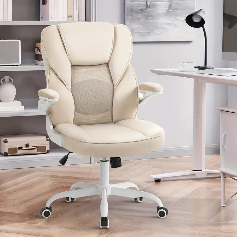Silla de   Ejecutiva Ergonómica con Brazos y Ruedas - Cómoda, Altura Ajustable, Malla Transpirable y Forro Polar Teddy, Silla   para Escritorio en Casa -   detalles 0