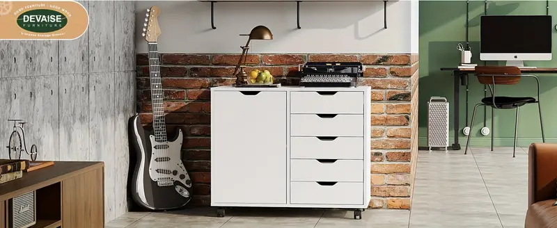     de   con 5 cajones y puerta, gabinete de almacenamiento m&oacute;vil,     impresora       detalles 1