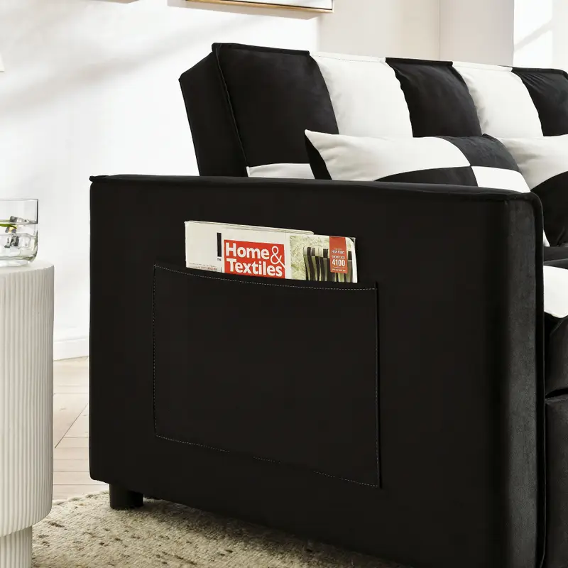 Sofá     de   con sofá   extraíble,   3 en 1   sofá   de  ,   y negro detalles 8