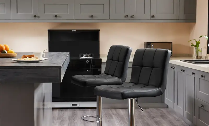 Taburetes de bar juego de 2/4, taburetes de bar ajustables de cuero PU giratorios, taburetes de barra de altura para cocina detalles 1