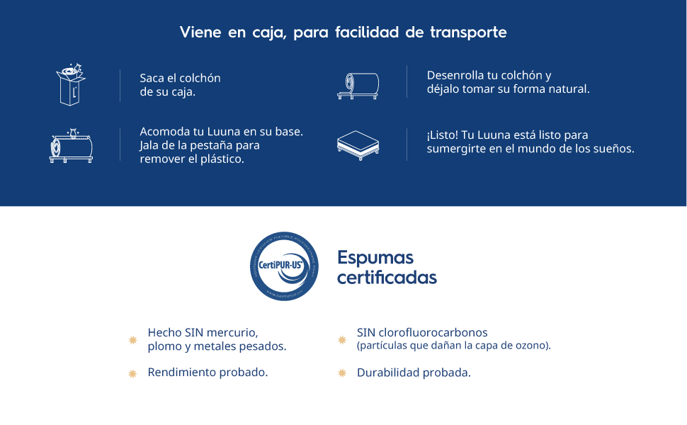 Luuna, Memory Foam, colch&oacute;n matrimonial, colch&oacute;n matrimonial, colchones, colch&oacute;n en caja