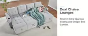 84 inch pull out couch tufted sofa bed with 2 usb cup holders l shape sleeper sofa with storage chaise light grey details 5